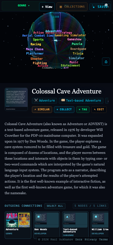 Cronologies explore interface on mobile